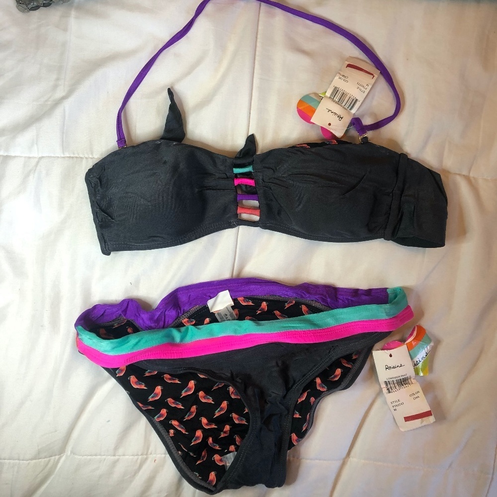 NWT Raisins Junior Medium Black Bikini Set